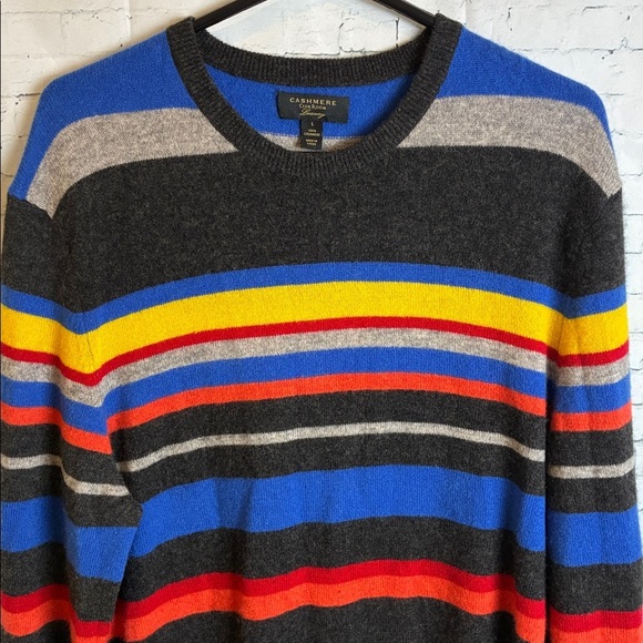CLUB ROOM Luxury Cashmere Men's Printed Stripe Pullover Crewneck Sweater L Luxe - Picture 3 of 13